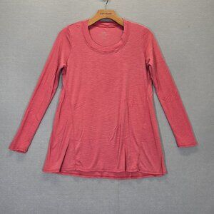 J Jill Shirt Womens XS Pink Pima Scoop Neck Elliptical Tunic Long Sleeve